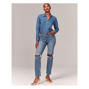 Abercrombie Curve Love Ultra High Rise Ankle Straight Jean